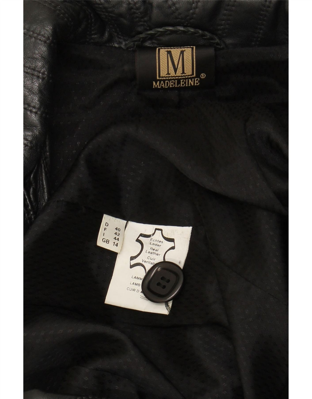 MADELEINE Ženski kožni kaput UK 14 Veliki crni kožni