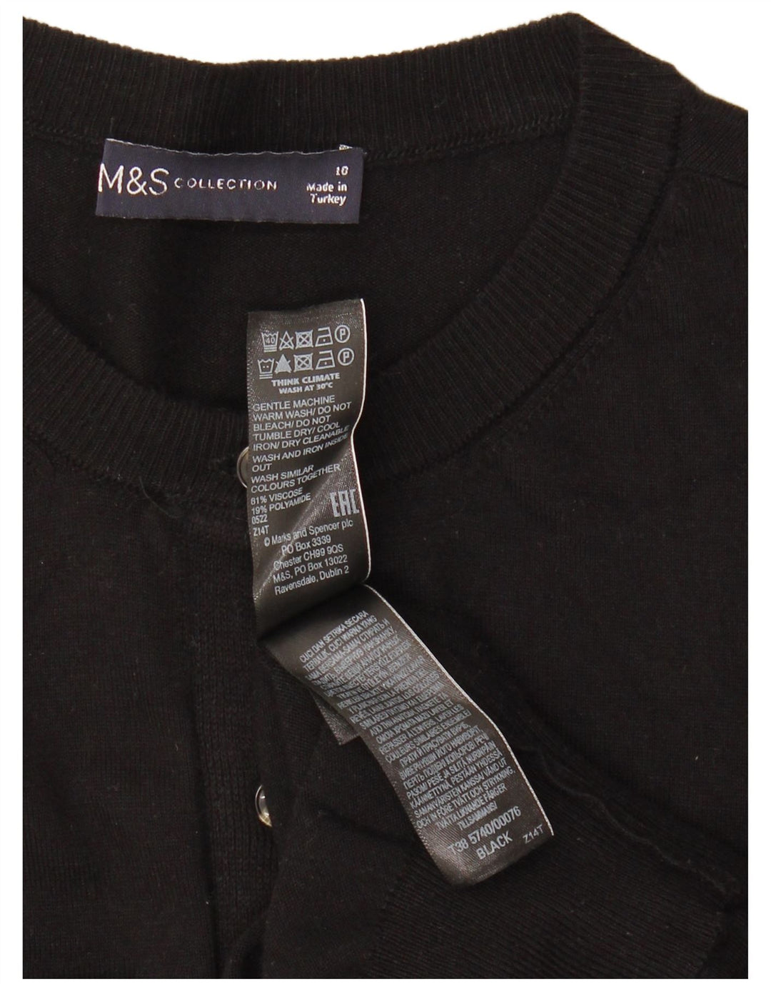 MARKS & SPENCER Womens Cardigan Sweater UK 10 Small  Black Viscose