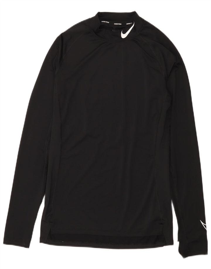 Nike muška majica Dri Fit Graphic s dugim rukavima srednje crne boje od poliestera