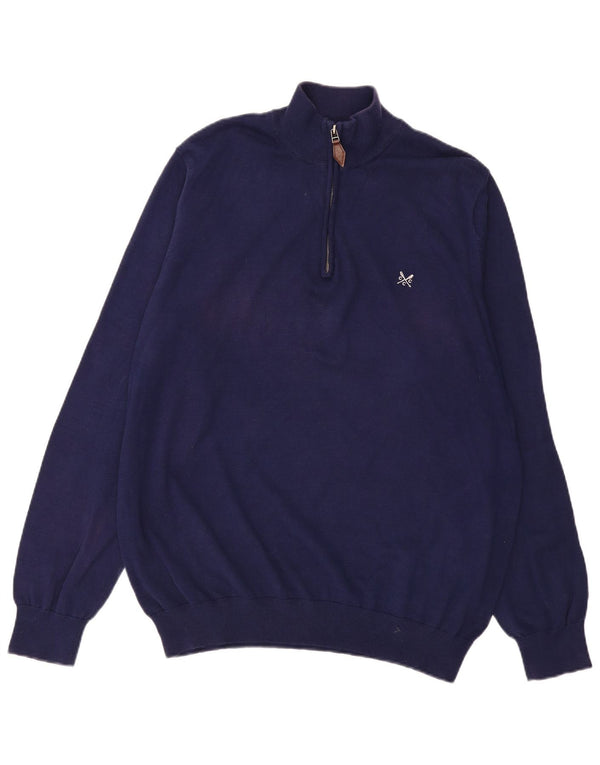 CREW CLOTHING Muški pulover s izrezom i patentnim zatvaračem 3XL tamnoplavi pamuk