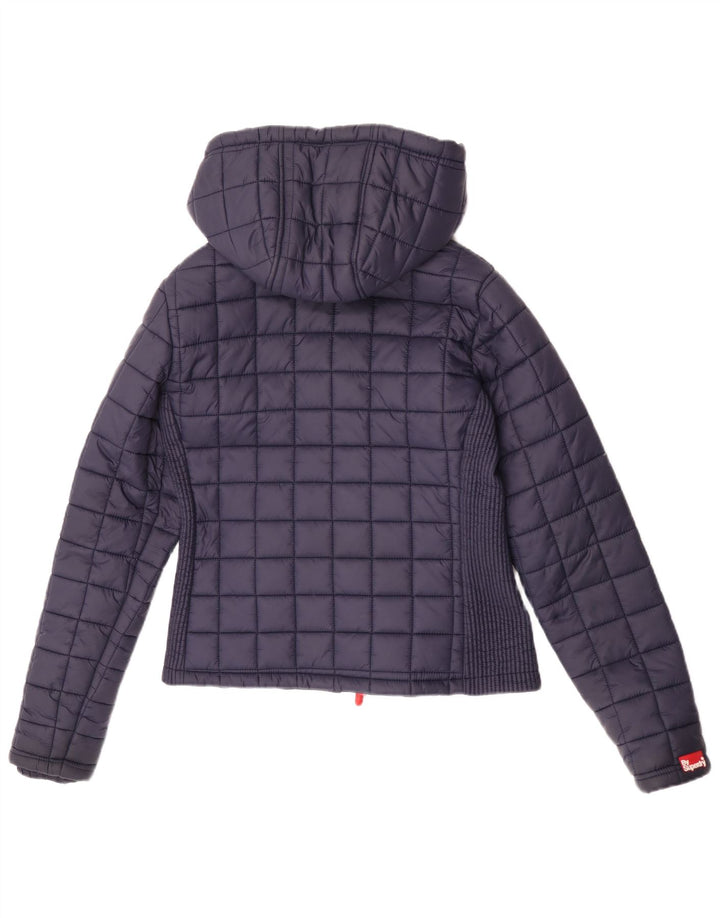 Superdry ženska podstavljena jakna s kapuljačom UK 12 srednje tamnoplavi najlon