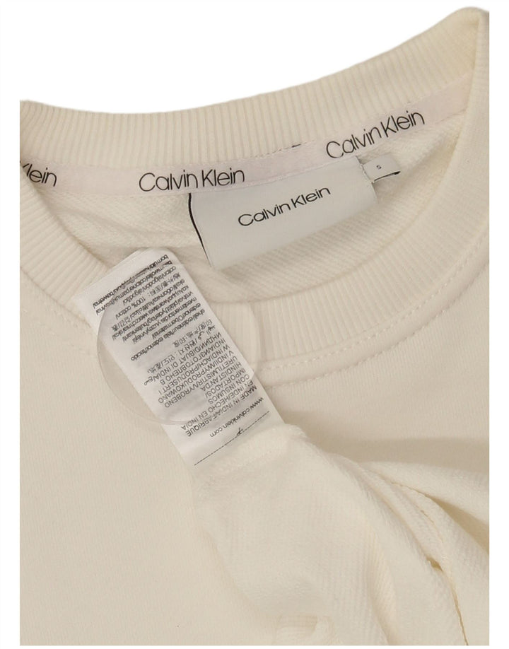 CALVIN KLEIN Womens Oversized Graphic Sweatshirt Jumper UK 10 Small White