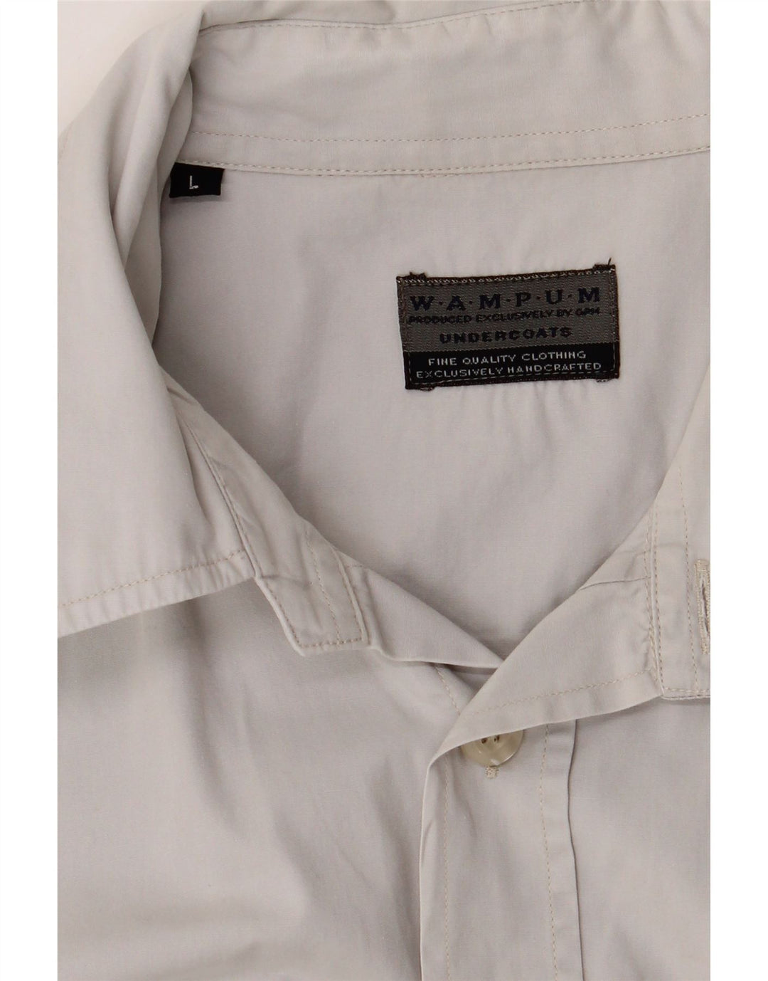 WAMPUM Mens Short Sleeve Shirt Large Grey Cotton Vintage Wampum and Second-Hand Wampum from Messina Hembry 