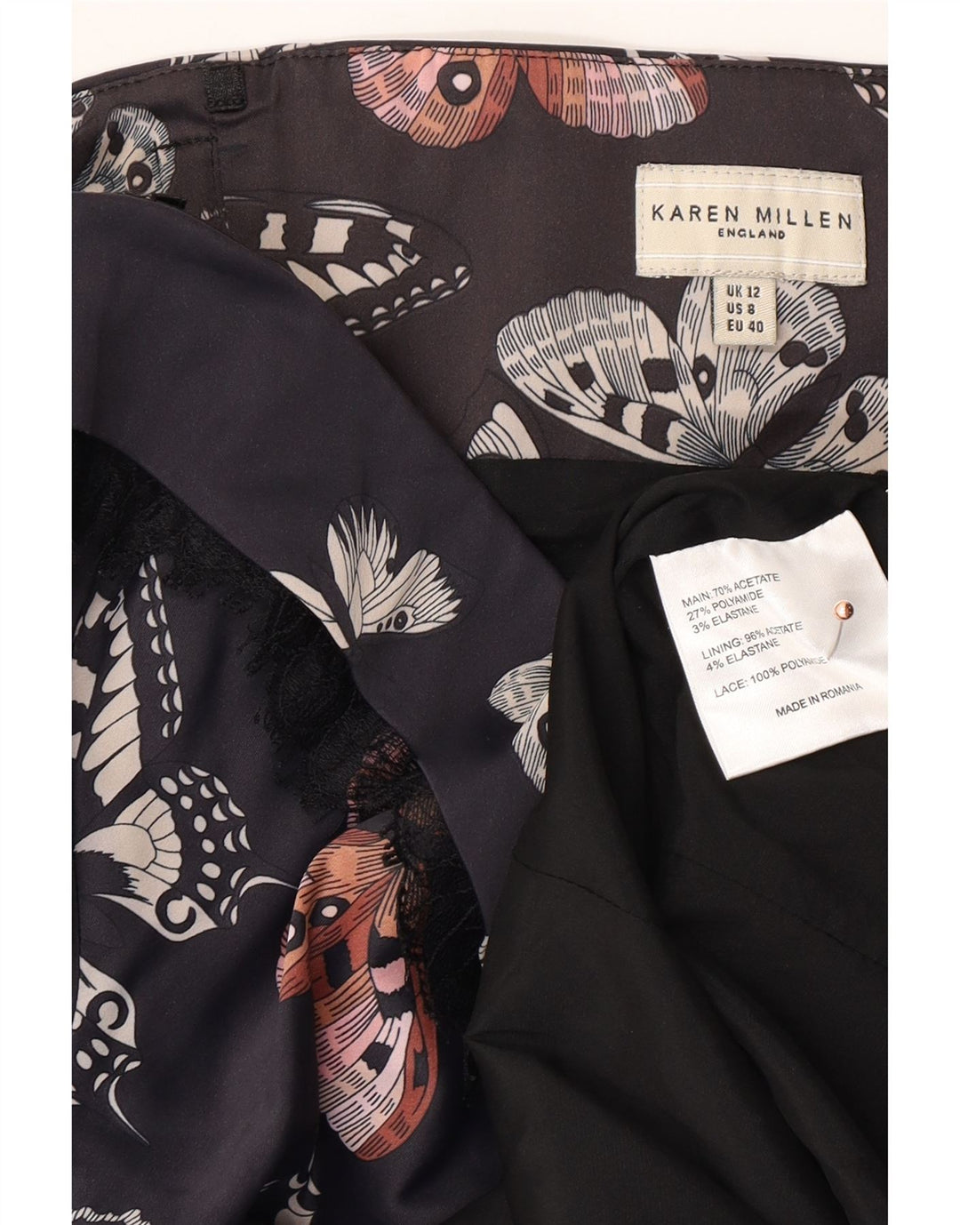 KAREN MILLEN Ženska haljina bez naramenica UK 12 srednje tamnoplava leptir