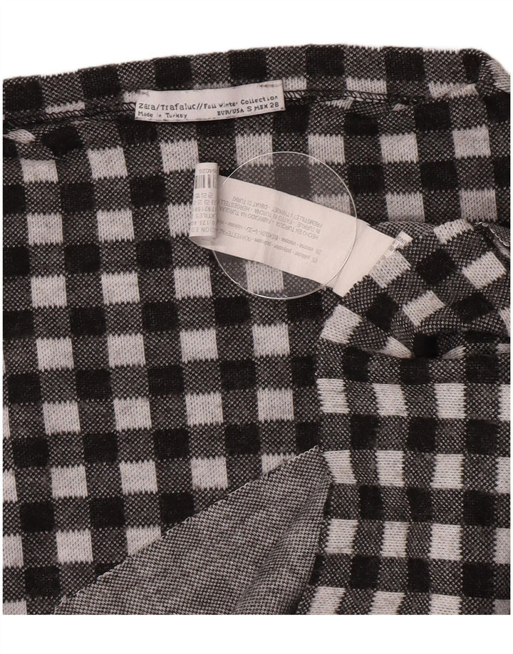 Zara ženska prevelika majica dugih rukava UK 10, mali crni gingham poliester