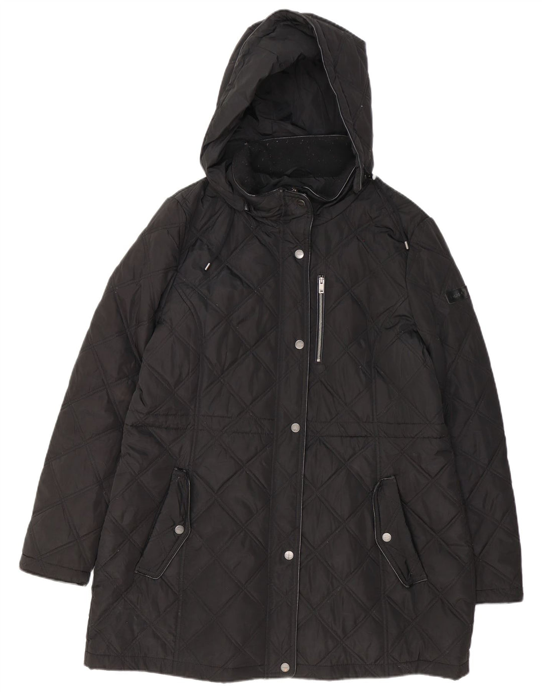 DKNY ženski prošiveni kaput s kapuljačom UK 18 XL crni poliester