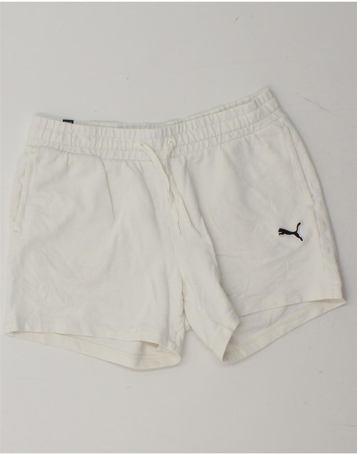 PUMA Womens Sport Shorts UK 14 Medium  White Cotton Vintage Puma and Second-Hand Puma from Messina Hembry 