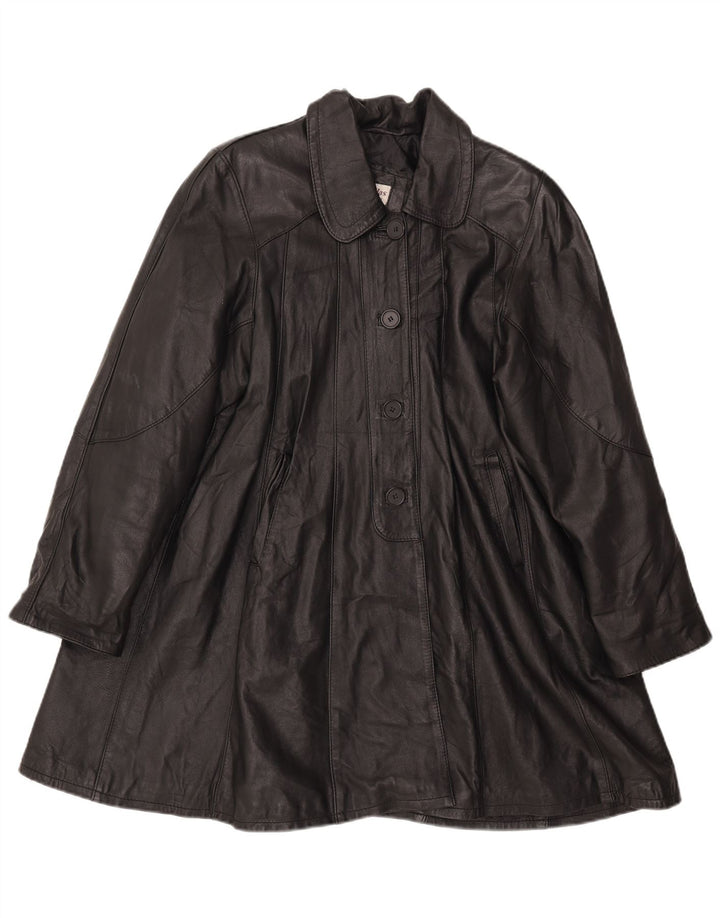 VINTAGE ženski kožni kaput UK 18 XL crni