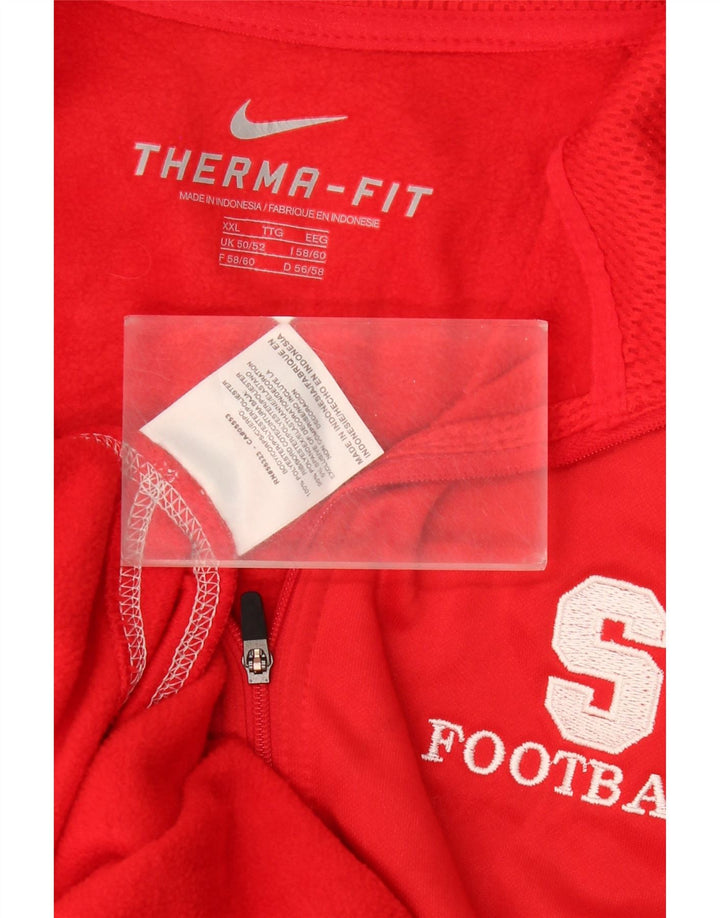 NIKE Mens Therma-Fit Zip Neck Pullover Tracksuit Top IT 50/52 2XL Red Vintage Nike and Second-Hand Nike from Messina Hembry 