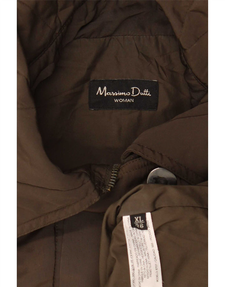 Massimo Dutti Womens Utility Jacket UK 18 XL kaki poliester