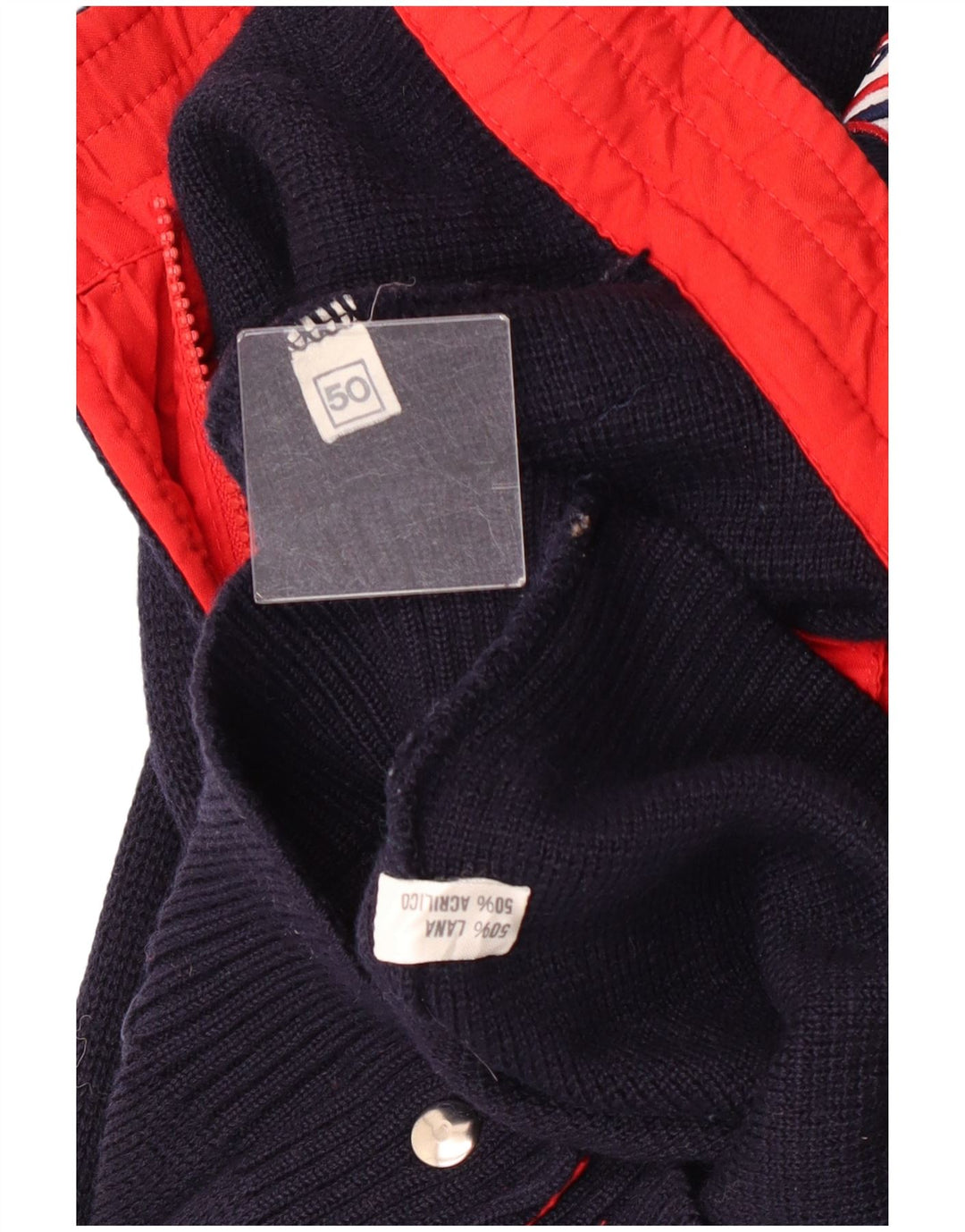 Vintage muški kardigan džemper IT 50 srednje tamnoplave vune