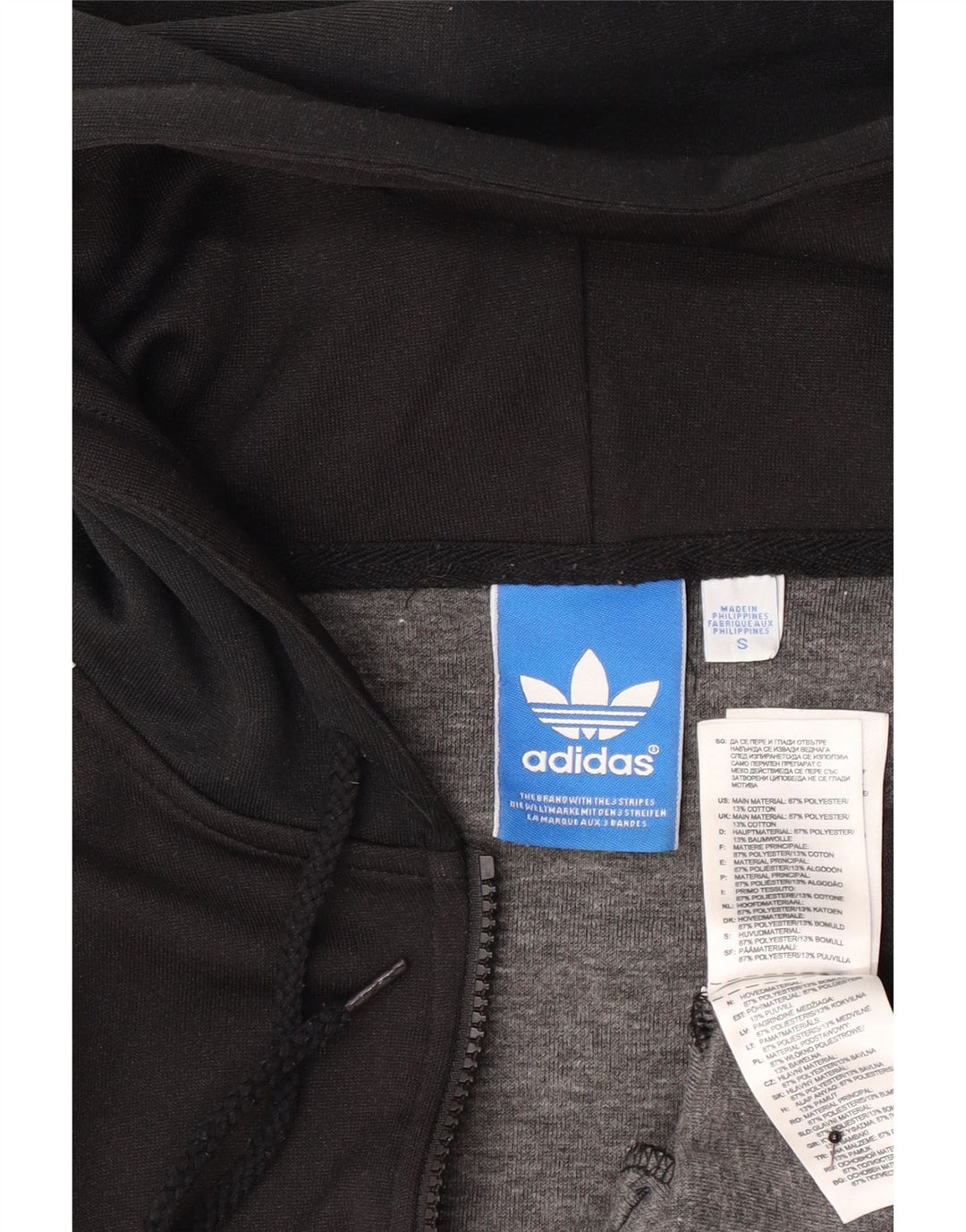 Adidas muški pulover s kapuljačom na patentni zatvarač mali crni poliester