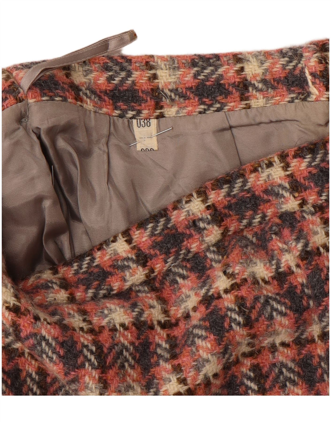 Vintage ženska suknja A-kroja EU 38 srednje veličine W28 ružičasta houndstooth