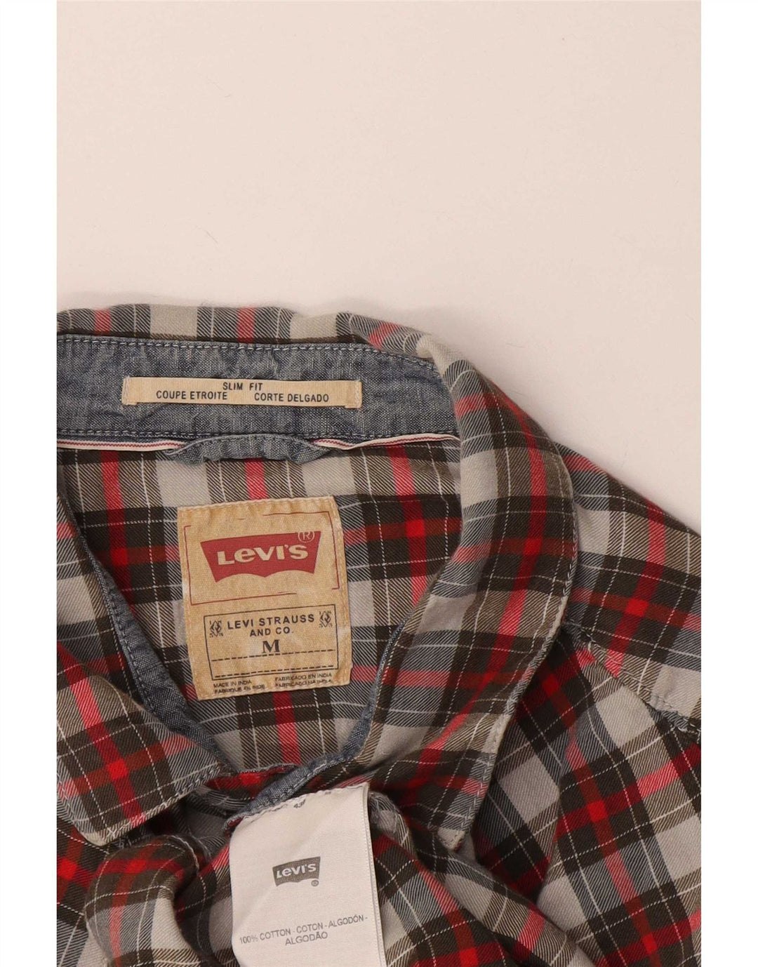 Levi's muška uska flanelska košulja srednje crvene karirane boje