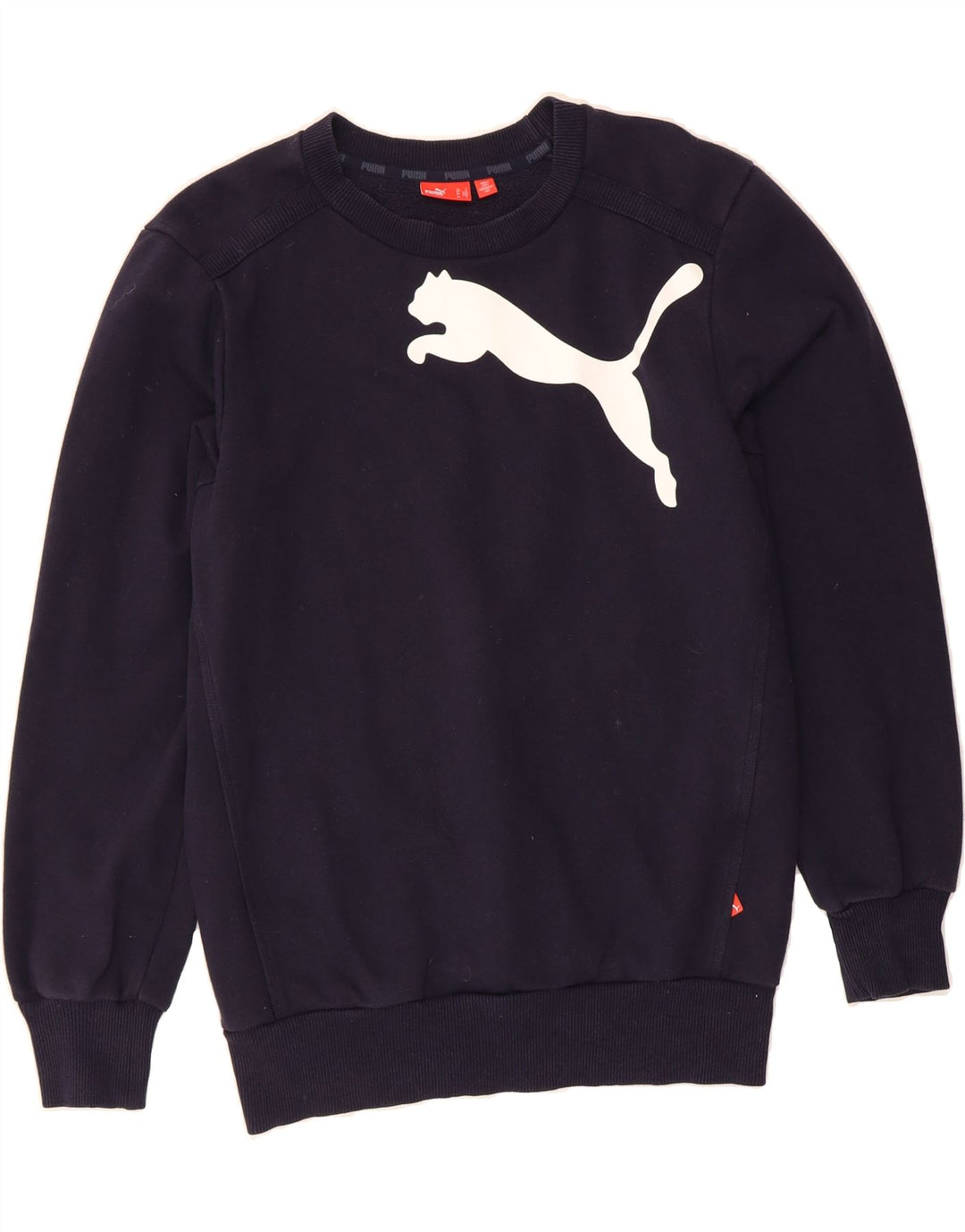 PUMA Mens Graphic Sweatshirt Jumper Small Navy Blue Cotton Vintage Puma and Second-Hand Puma from Messina Hembry 