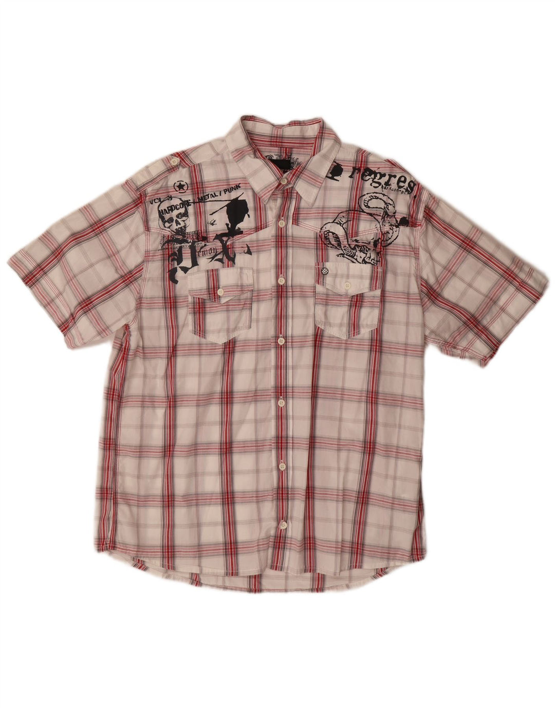 Mješovita muška grafička majica kratkih rukava XL, crveni karirani pamuk