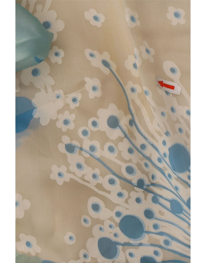 Vintage ženska maksi haljina dugih rukava UK 12 Srednje plava cvjetna