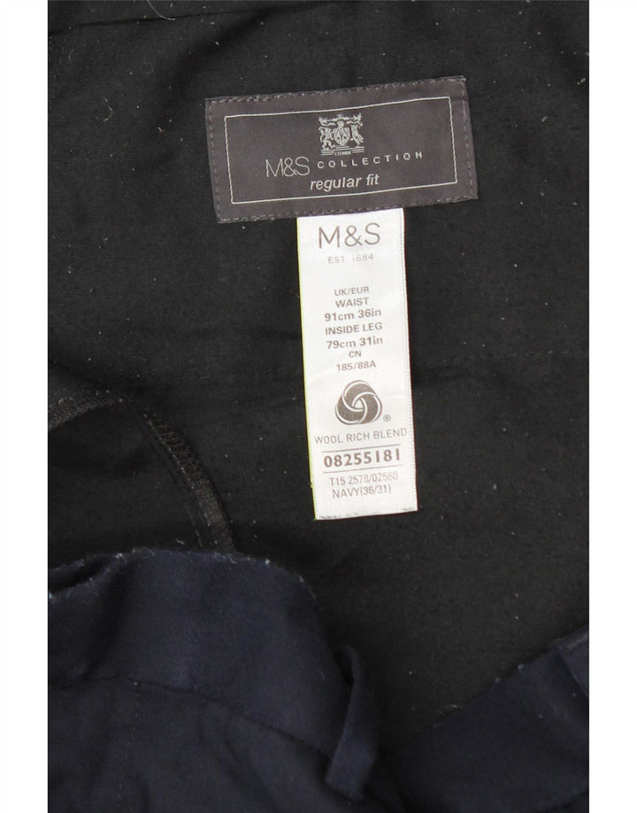 Marks & Spencer muške chino hlače regularnog kroja W36 L31 tamnoplava vuna