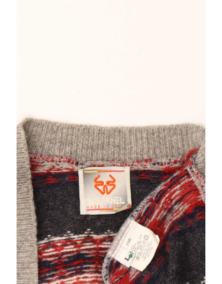 Stefanel muški kardigan pulover Large Grey Fair Isle Wool