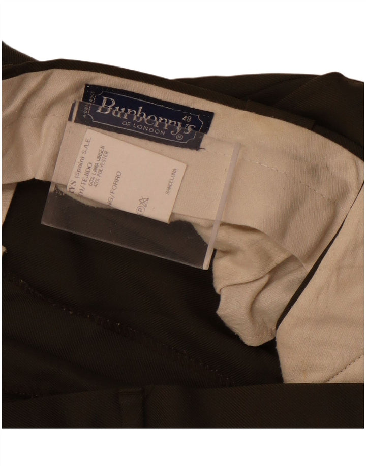 Burberrys muške hlače ravnog odijela W36 L27 Kaki vuna