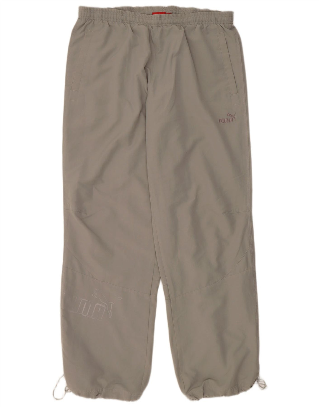 PUMA muške trenirke s grafičkim motivima, hlače za trčanje, veliki sivi poliester