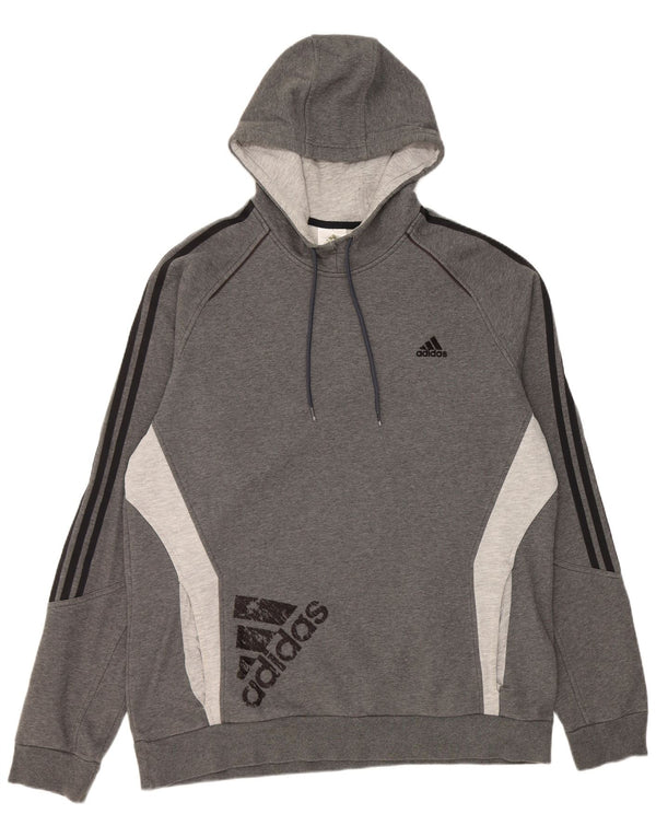 Adidas muška majica s kapuljačom s grafičkim motivima 2XL sivi pamuk u blokovima boja