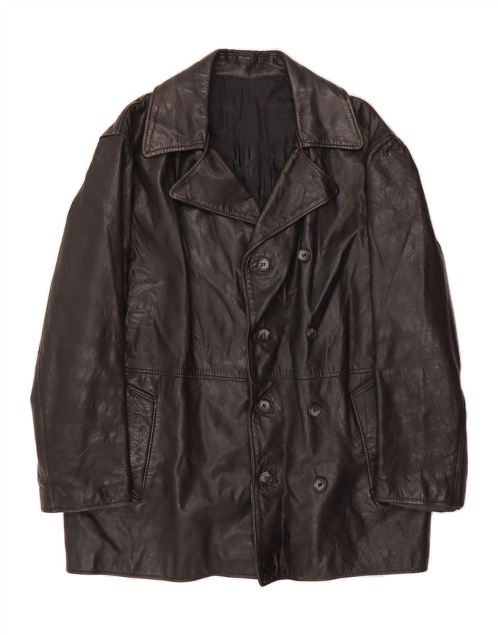 VINTAGE Mens Leather Jacket UK 38 Medium Black Leather Vintage Vintage and Second-Hand Vintage from Messina Hembry 