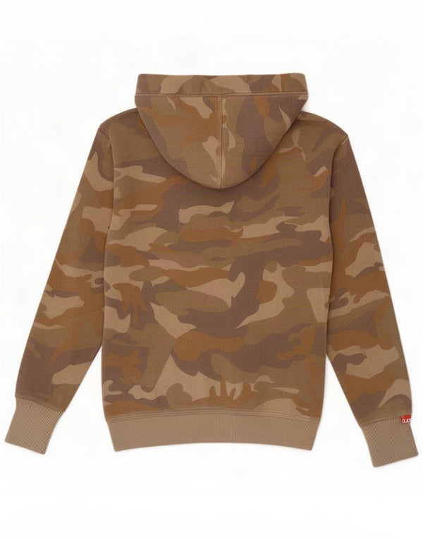 Superdry Womens Zip Hoodie Sweater UK 10 Small Kaki Camouflage Cotton