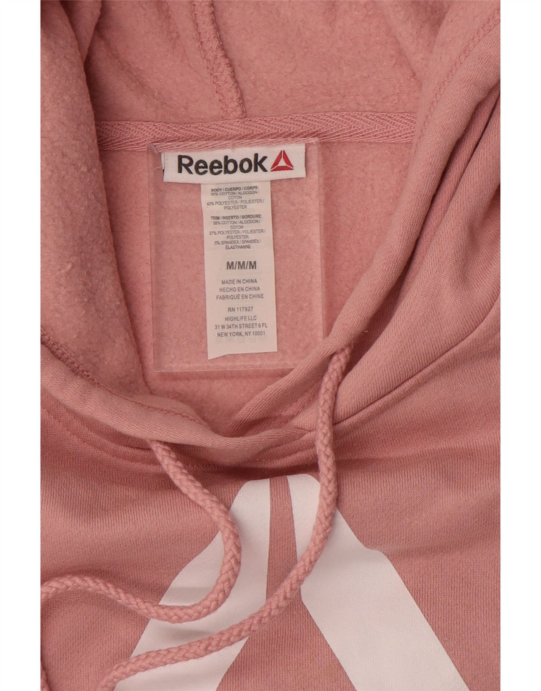 REEBOK Ženska majica s kapuljačom s grafičkim motivima UK 14 Srednje ružičasti pamuk