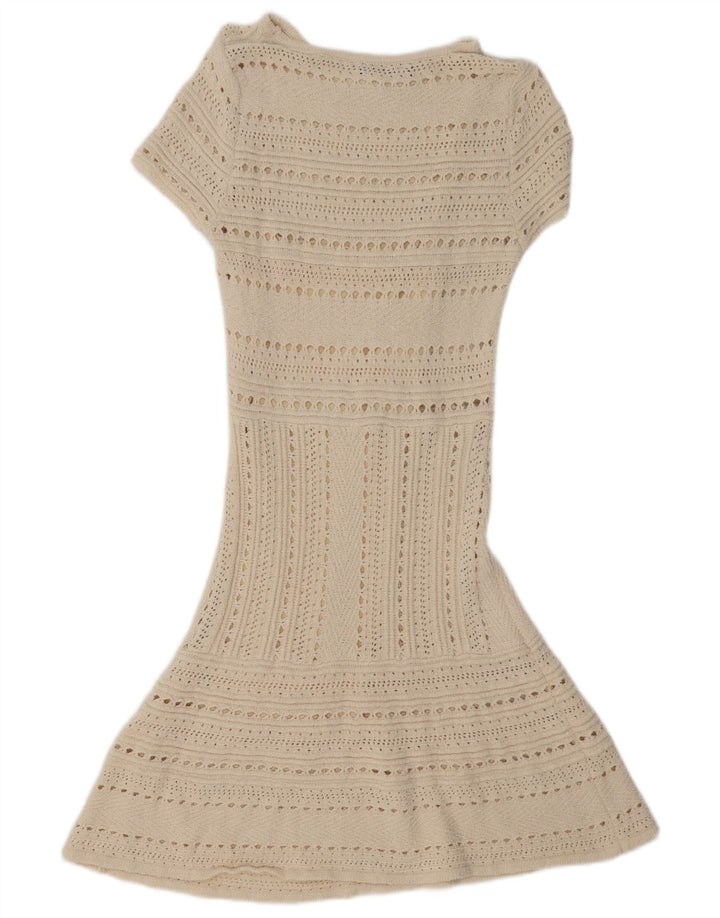 Zara ženska prozirna džemper haljina kratkih rukava UK 12 srednje bijele boje