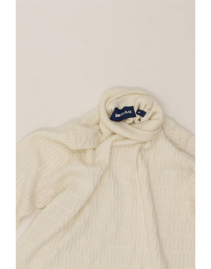GAS Womens Turtle Neck Jumper Sweater UK 10 Small Off White Vintage Gas and Second-Hand Gas from Messina Hembry 