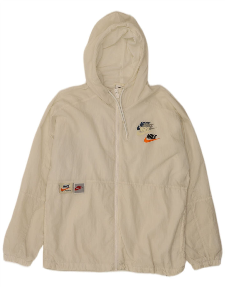 NIKE muška trenirka s kapuljačom s grafičkim motivima, mala tamnobijela najlonska jakna