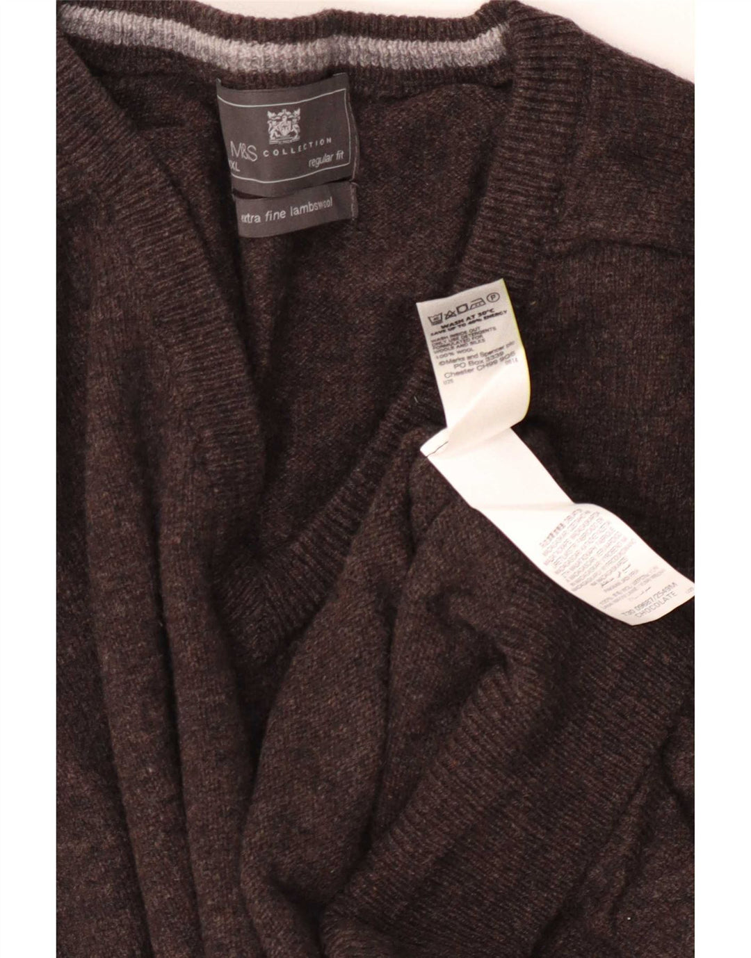 Marks & Spencer muški džemper s V-izrezom 3XL smeđe vunene boje