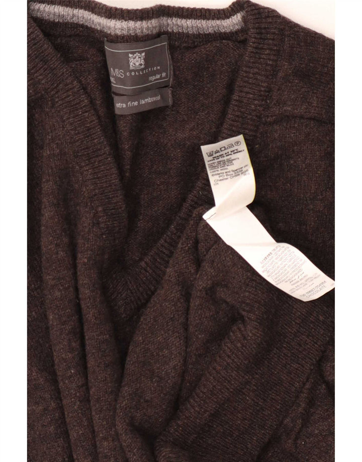 Marks & Spencer muški džemper s V-izrezom 3XL smeđe vunene boje