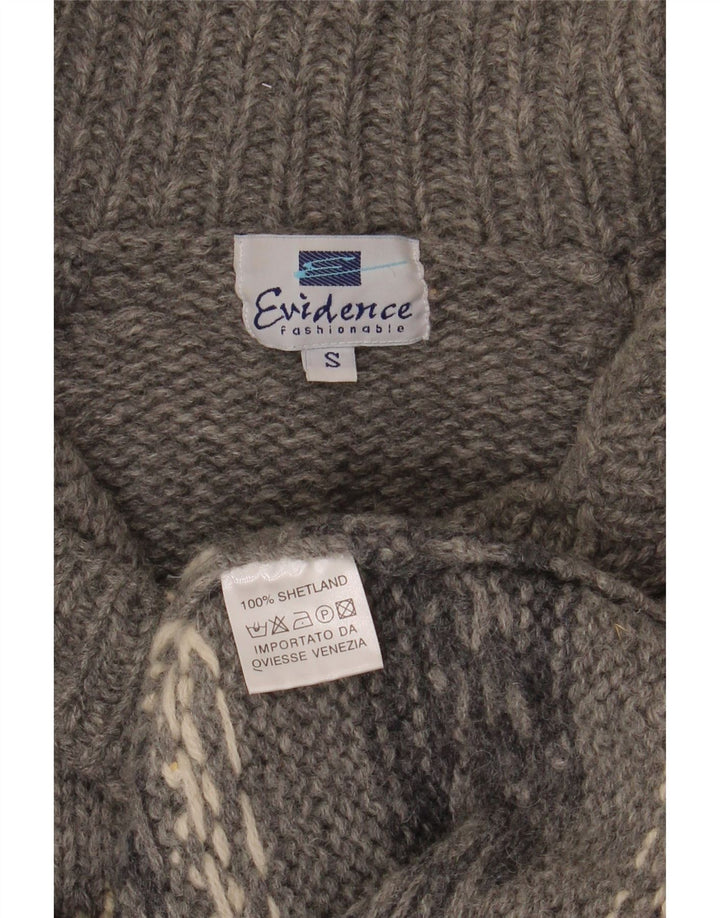 Evidence Ženski dugi kardigan pulover UK 10 Small Gray Fair Isle Wool