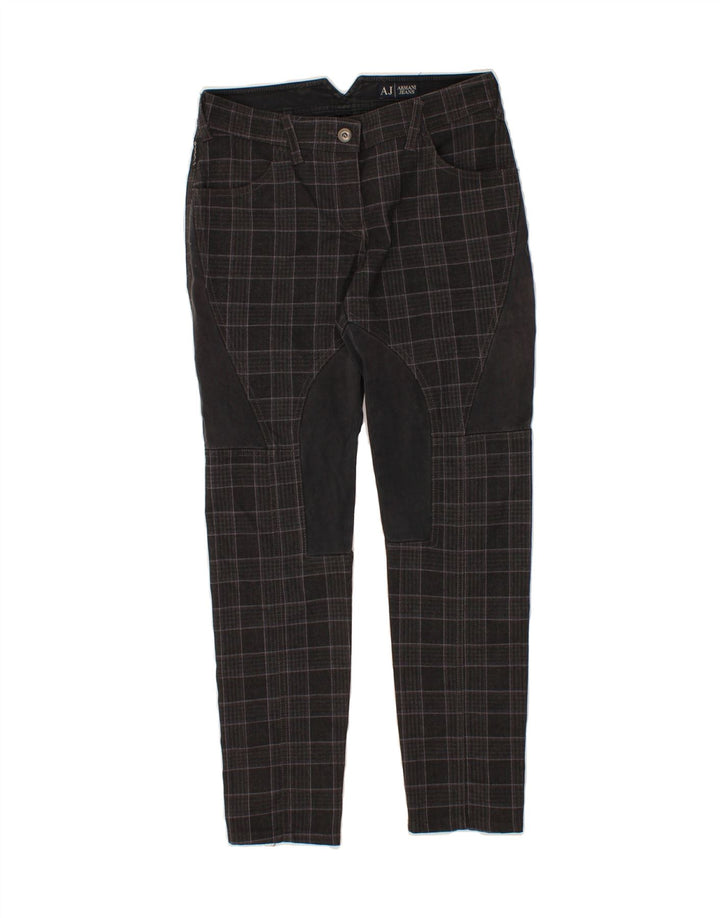 ARMANI JEANS Womens Slim Casual Trousers W26 L27  Grey Check Polyester Vintage Armani Jeans and Second-Hand Armani Jeans from Messina Hembry 