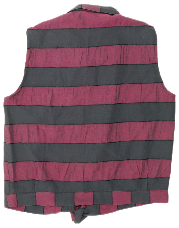 VINTAGE Ženska košulja s prednjom kravatom UK 16 Srednje crne pruge