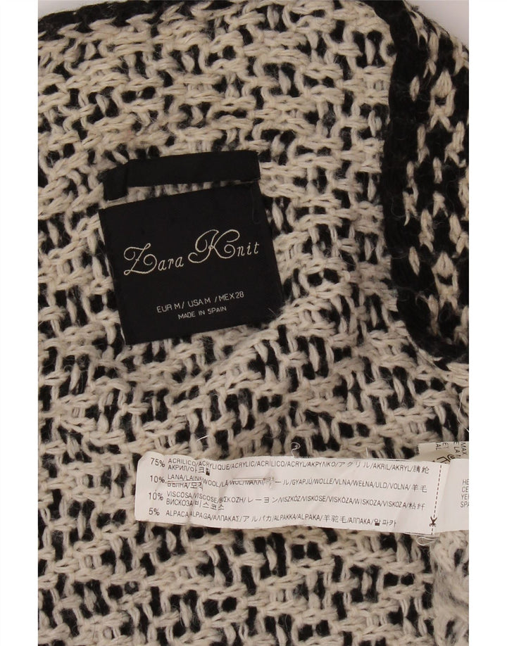 ZARA ženski prekomjerni otvoreni kardigan pulover UK 14 Srednje crni akril