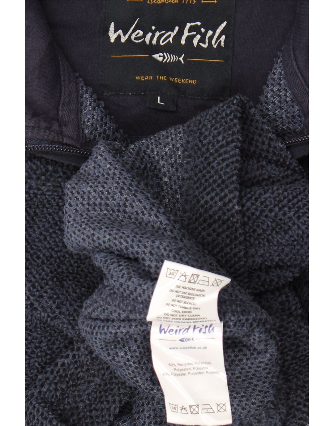 WEIRD FISH Muška majica s izrezom s patentnim zatvaračem Veliki tamnoplavi poliester