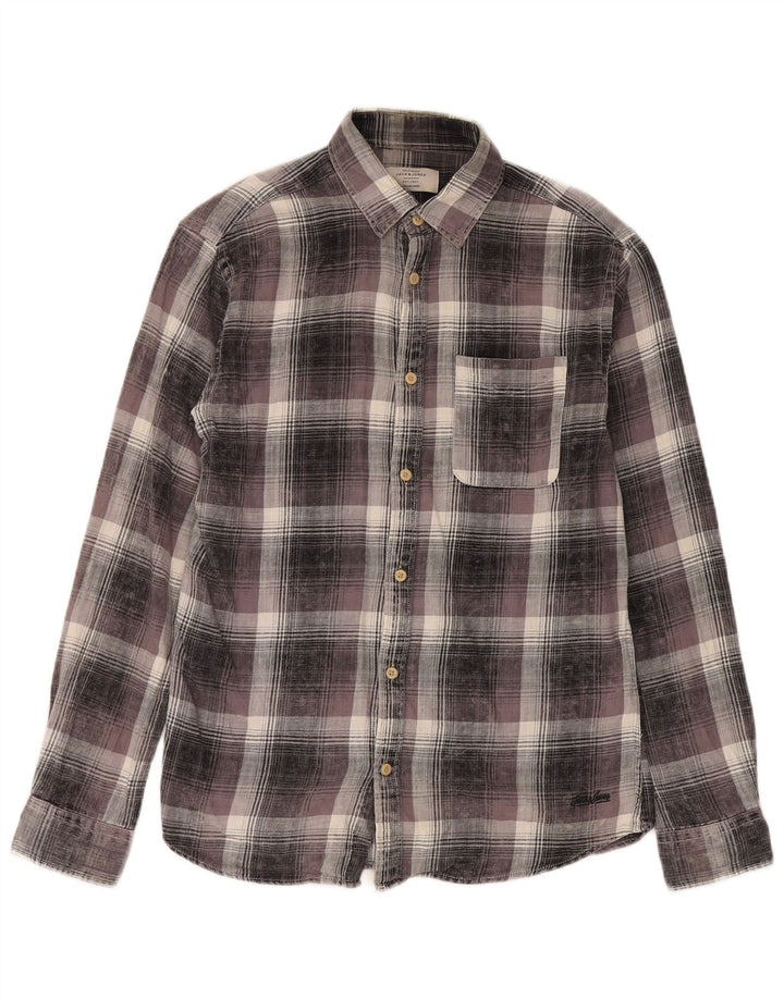 Jack & Jones muška flanelska košulja mala siva karirana pamuk