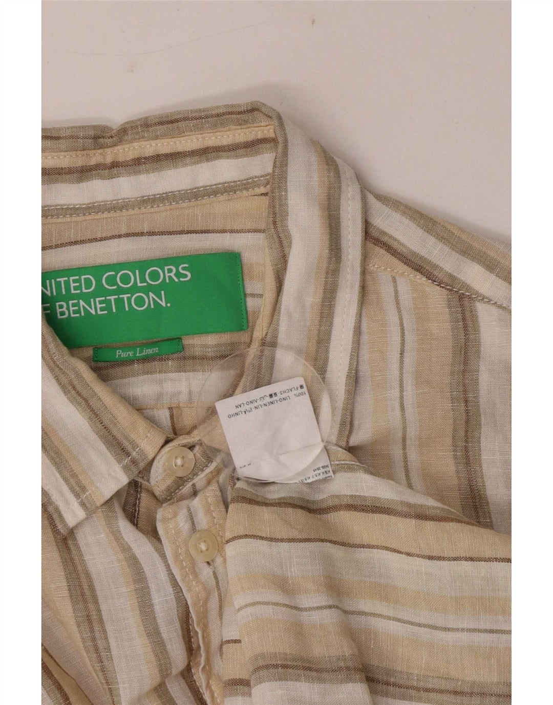 Benetton muška košulja srednje bež boje na pruge