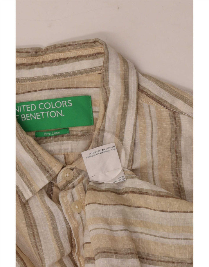 Benetton muška košulja srednje bež boje na pruge