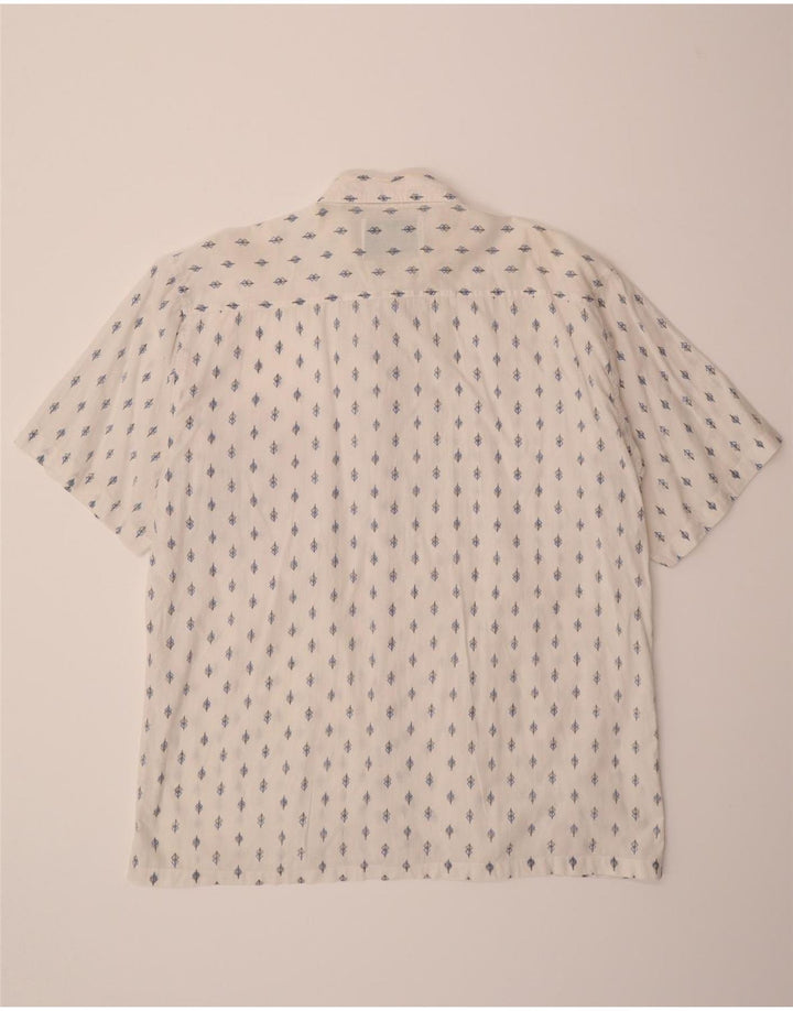 VINTAGE Mens Abstract Pattern Short Sleeve Shirt Large White Cotton Vintage Vintage and Second-Hand Vintage from Messina Hembry 