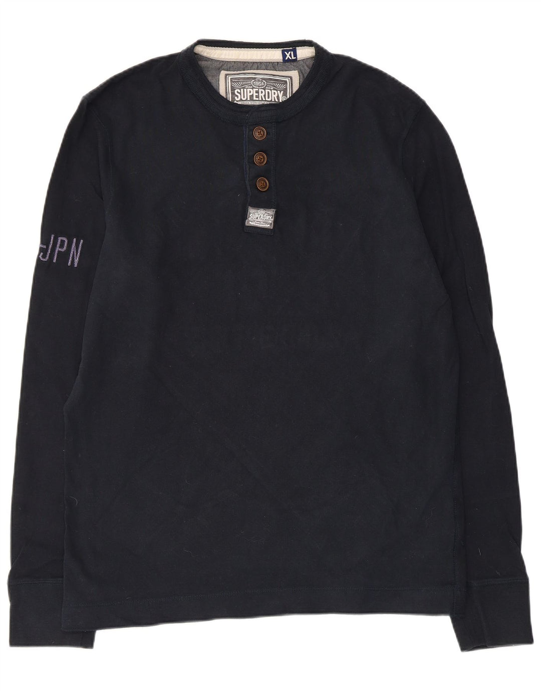 Superdry muška grafička majica dugih rukava XL tamnoplavi pamuk