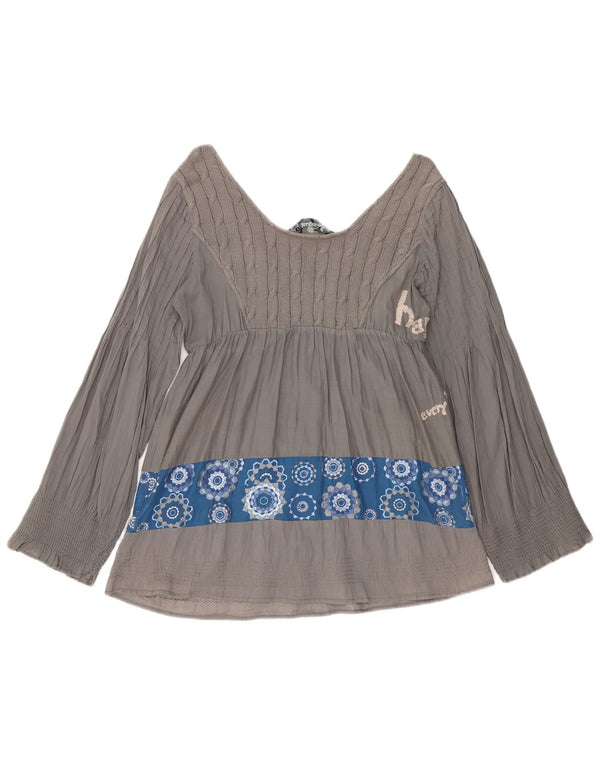 Desigual ženski gornji dio bluze dugih rukava s grafičkim motivima UK 16 Large Grey Geometric