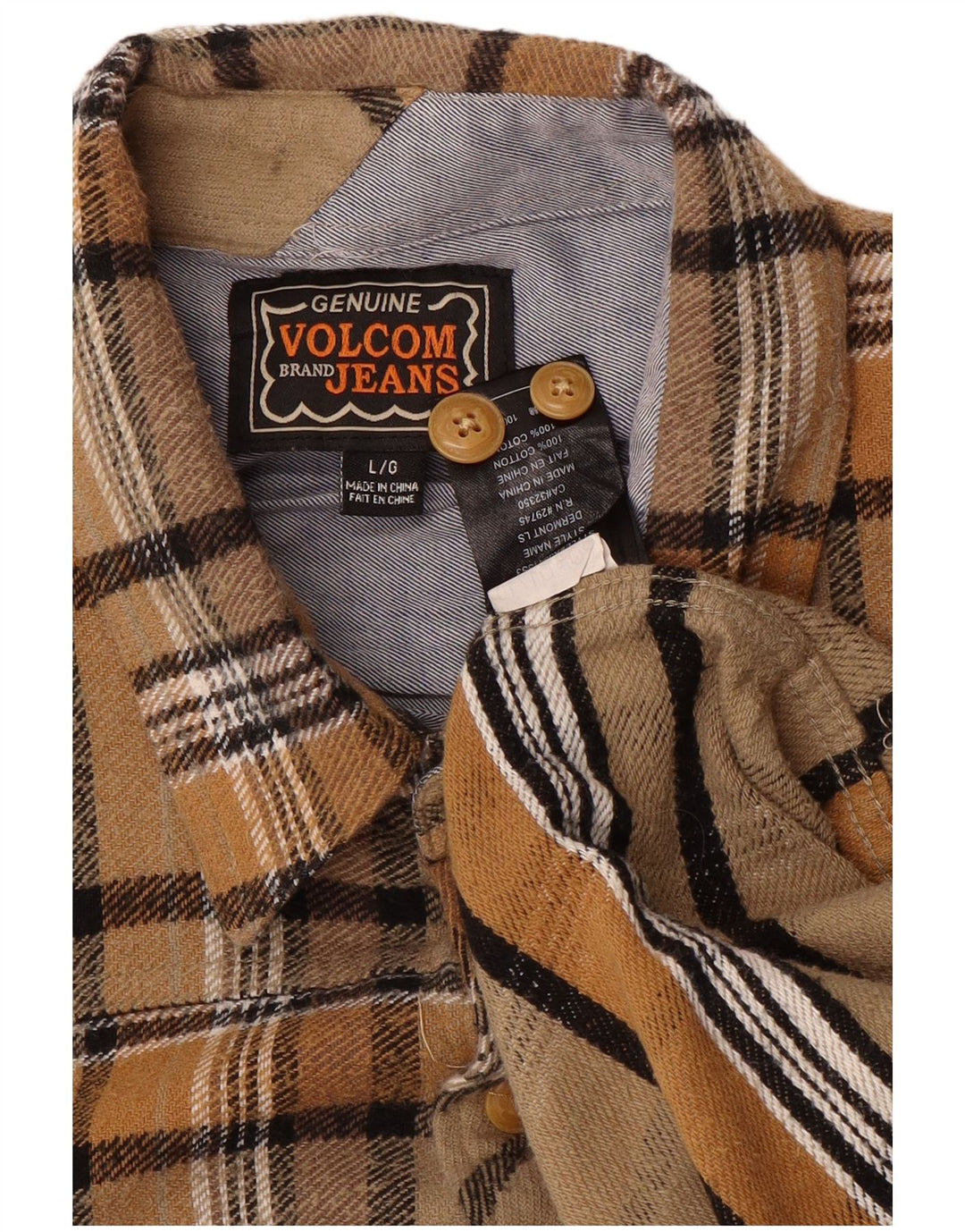 VOLCOM Muška flanelska košulja, pamuk, veliki smeđi karirani