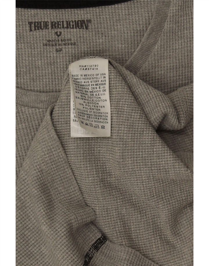 True Religion muška majica dugih rukava s grafikama, mali sivi pamuk