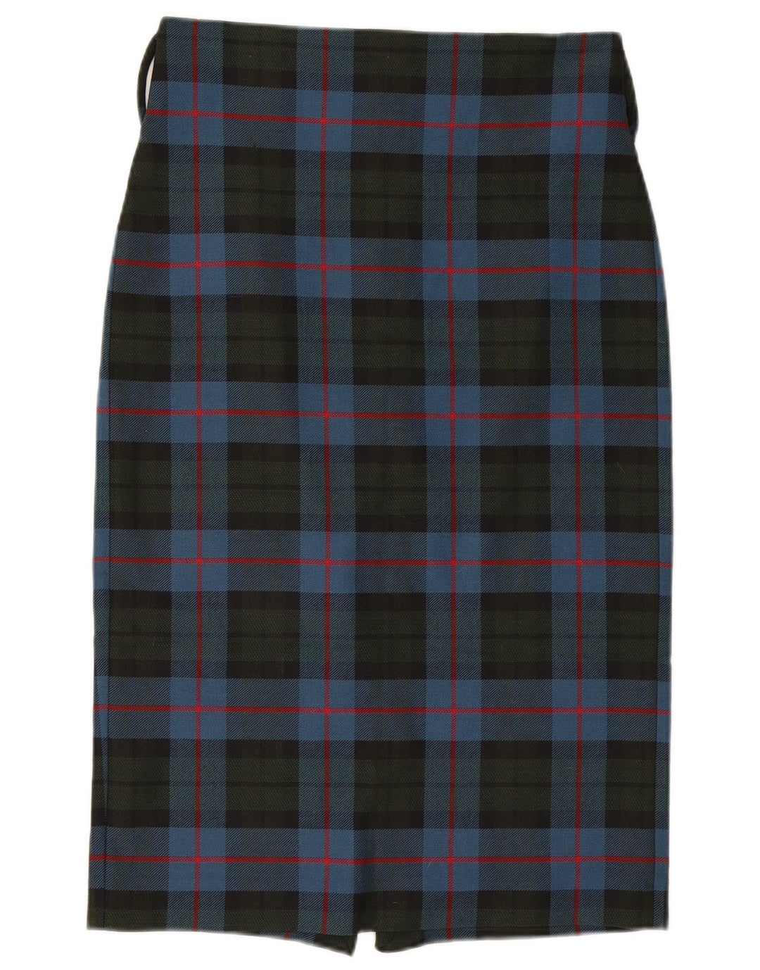 Zara ženska midi pencil suknja velika W32 plavi karirani poliester