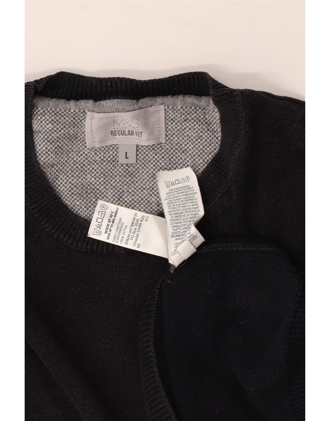 Marks & Spencer, veliki muški džemper s okruglim izrezom Regular Fit, tamnoplavi