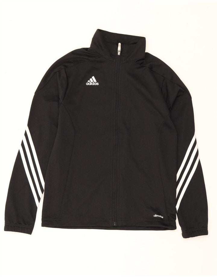 Gornja jakna od trenirke Adidas Climalite za dječake 11-12 godina, crni poliester